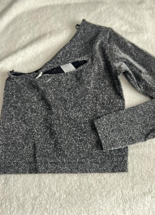 Крос топ з одним рукавом в блискітках  zara xs/s 24/26
