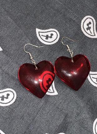 Сережки серце червоного кольору