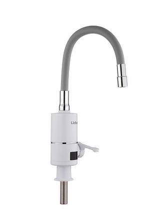 Проточный кран-водонагреватель с гибким изливом для кухни lidz warm 065 ldwar065gre49096 white/grey
