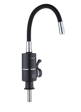 Проточный кран-водонагреватель с гибким изливом для кухни lidz warm 064 ldwar064bla49093 black/black