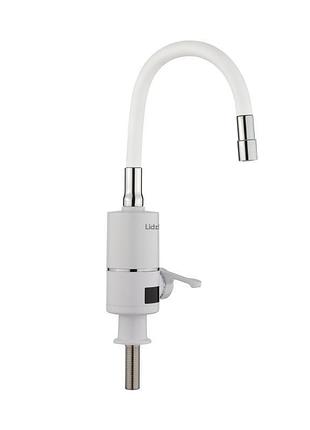 Проточный кран-водонагреватель с гибким изливом для кухни lidz warm 065 ldwar065whi49097 white/white