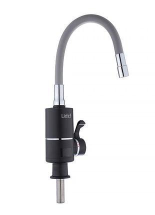 Проточный кран-водонагреватель с гибким изливом для кухни lidz warm 064 ldwar064gre49094 black/grey