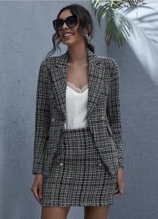 Shein тіідовий костюм, піджак+ спідниця, жакет, юбка