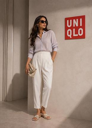 Uniqlo молочні комфортні брюки з високою посадкою