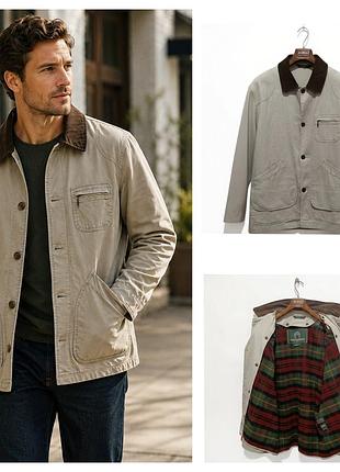 Класична вінтажна чоловіча куртка weatherproof garment  company, made in hong kong (у кольорі stone/beige) з контрастним вельветовим коміром