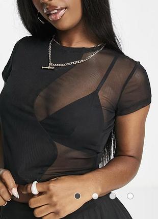 Женский укороченный сетчатый топ asos прозрачная футболка