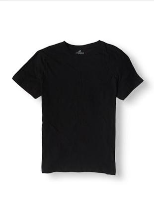 Черная базовая хлопковая футболка для мальчиков h&m 11-12  лет
