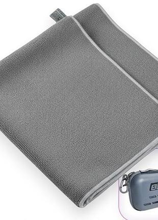 Спортивное полотенце easyfit royalwing 90×50 см из микрофибры, быстросохнущий, eva-кейс с карабином, серое (ef-8503s-2)