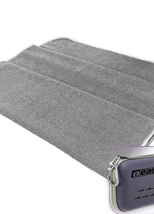 Спортивное полотенце easyfit royalwing 140×60 см из микрофибры, быстросохнущий, eva-кейс с карабином, серое (ef-8503s-1)