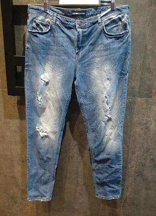 Круті жіночі джинси denim daisy eur 46 xxl з декоративними потертостями