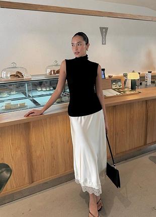 🍨 сатинова спідниця з мереживом від zara
