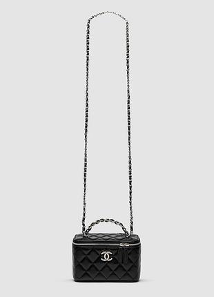 💎 chanel classic black lambskin pearl crush vanity bag silver