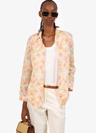 Легкая рубашка weekend max mara из крапивы c вышивкой - m