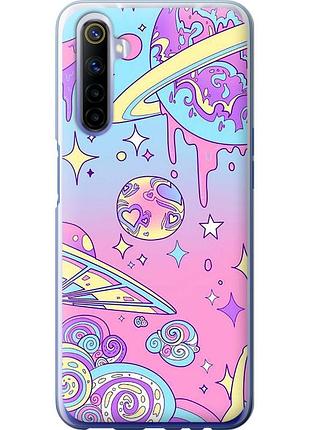 Чехол 2d пластиковый на телефон realme 6 розовая галактика "4146t-1913-58250"