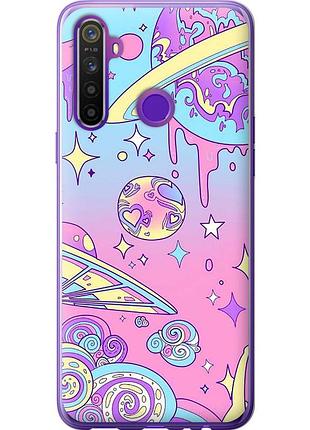 Чехол 2d пластиковый на телефон realme 5 розовая галактика "4146t-1862-58250"