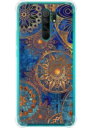Чехол силикон с усиленными углами на телефон xiaomi redmi 9 золотой узор "678sp-2019-58250"