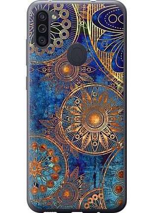 Чехол 2d пластиковый на телефон samsung galaxy m11 m115f золотой узор "678t-1905-58250"