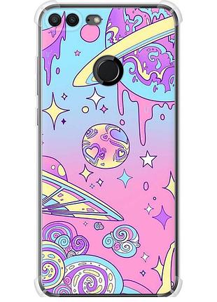 Чохол силіконовий протиударний с посиленими кутами на телефон huawei honor 9 lite рожева галактика "4146sp-1359-58250"