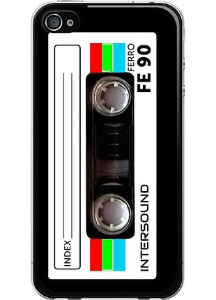 Чехол 2d пластиковый на телефон iphone 4 кассета с90 "4894t-15-58250"