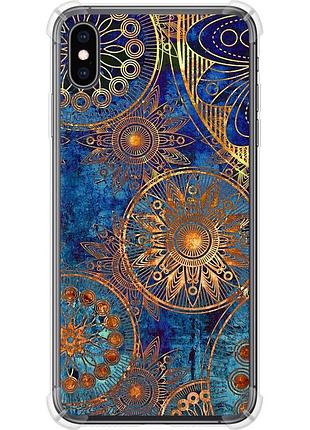 Чехол силикон с усиленными углами на телефон iphone xs max золотой узор "678sp-1557-58250"