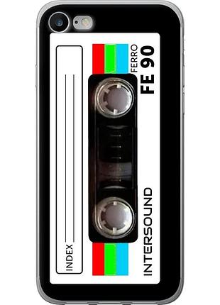 Чехол 2d пластиковый на телефон iphone se 2020 кассета с90 "4894t-2013-58250"