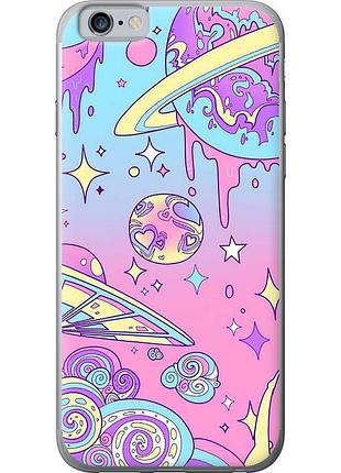 Чохол 2d пластиковий на телефон iphone 6 рожева галактика "4146t-45-58250"