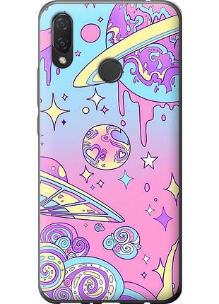 Чехол силиконовый на телефон huawei p smart plus розовая галактика "4146u-1555-58250"