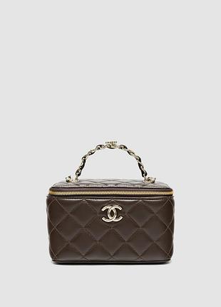 💎 chanel classic brown lambskin pearl crush vanity bag gold 17 х 11 х 8 см