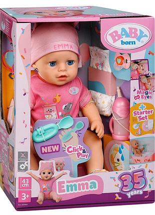 Лялька інтерактивна baby born click and play  бебі борн емма baby born emma zapf creation