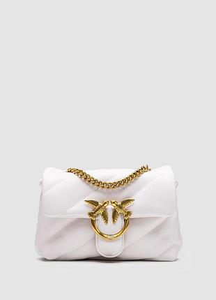 💎 pinko baby love bag puff maxi quilt white/gold 23 х 15 х 8 см