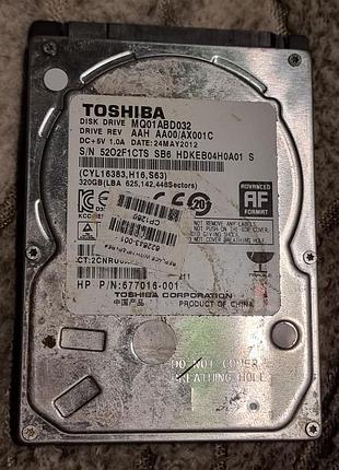 Неробочий hdd 2.5 320 гб toshiba 5400 жорсткий диск mq01abd032 тоби
