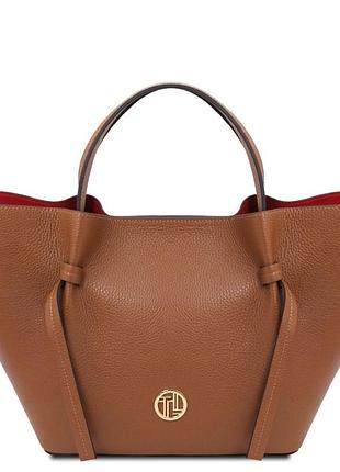 Женский кожаный шоппер legame от tuscany leather tl142481 (коньяк)
