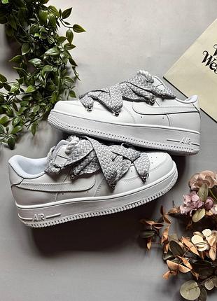 Nike air force custom lanvin laces grey white