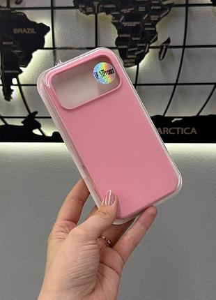 Чехол silicone case чехол с микрофиброй для iphone 17 pro max, чехол-накладка для айфон 17 pro max (розовый)