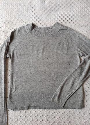 Базовый серый джемпер меланж h&amp;m basics тоненький реглан мягкий кофта