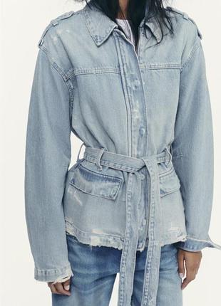Куртка джинсова з подертостями zara джинсова куртка рубашка