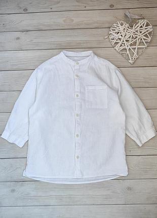 Льняная белая рубашка, рубашка zara 8