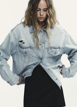Куртка джинсова з подертостями zara джинсова куртка рубашка