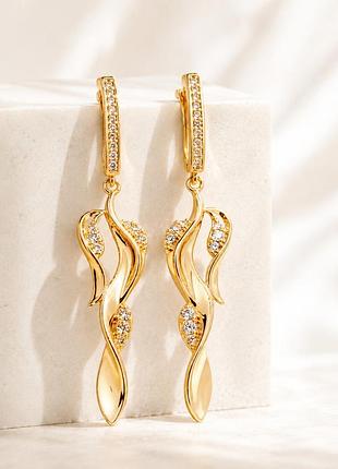 Серьги подвески медзолото xuping jewelry 18k. 6 см.
