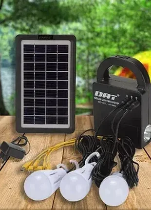 Портативна сонячна станція dat solar power light system at-888 + 3 лампочки