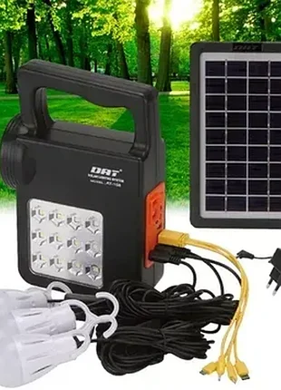 Портативна сонячна станція solar power light system at-158 + 3 лампочки