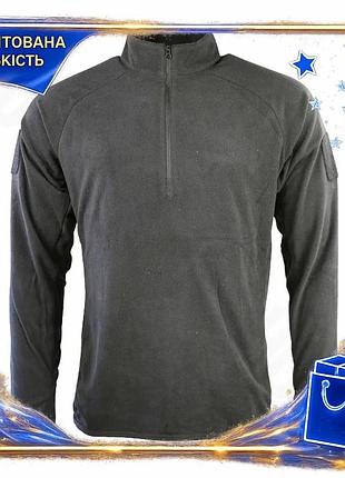 Кофта флісова тактична чоловіча армійська фліс для зсу kombat uk alpha mid-layer fleece l чорний dm-11