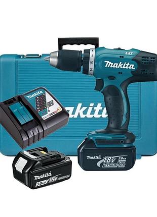 Аккумуляторная дрель-шуруповерт makita lxt ddf453rfe с акб 2шт-18v 3.0 аh, кейс