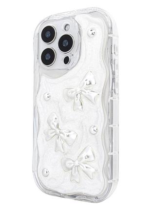 Чехол для iphone 12 pro max soft waves с узором бантики и жемчуг для защиты от ударов и царапин