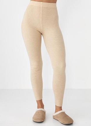 Женские трикотажные лосины - бежевый цвет, one size (имеется размеры)