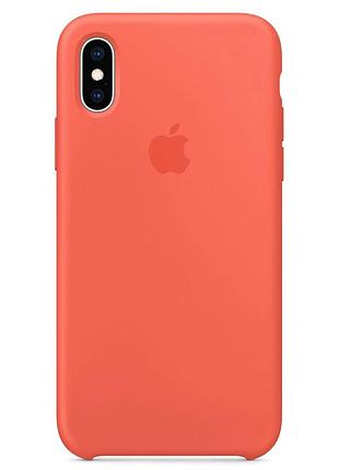 Чехол для iphone xs силиконовый с микрофиброй soft touch открытый низ с логотипом apple nectarine