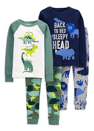 Carters комплект набор хлопковых пижам из 2 шт картерс пижама child of mine dino africa
