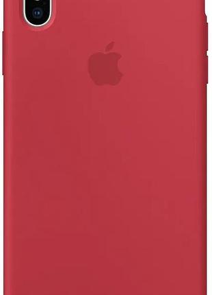 Чехол для iphone xs силиконовый с микрофиброй soft touch открытый низ с логотипом apple red