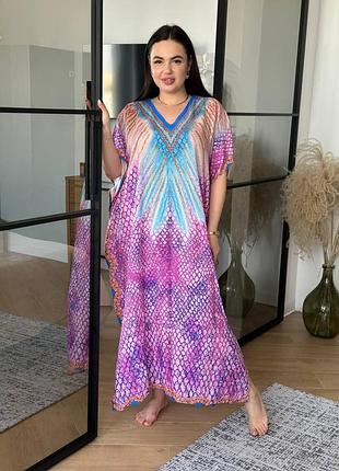 Довга сукня-туніка рожева plus size