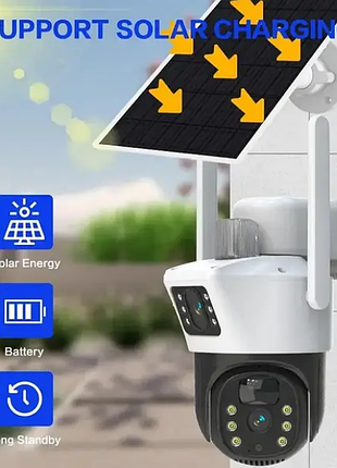 Вулична камера відеоспостереження з двома лінзами 4g, v36-4g solar.